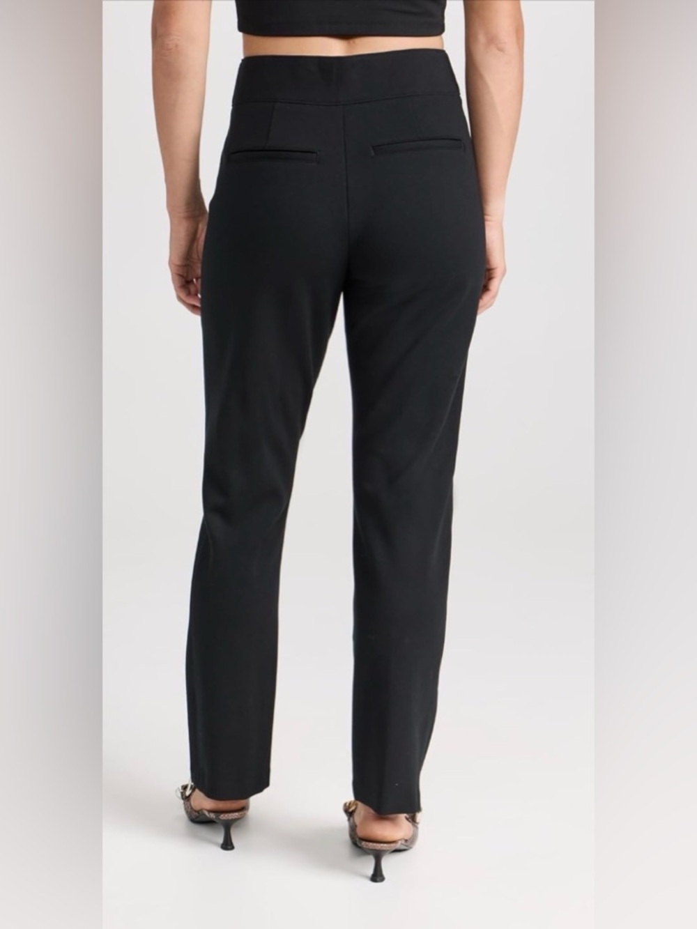 Spanx The Perfect Pants High-Rise Black Straight-Leg Ponte Size Medium - Picture 3 of 9
